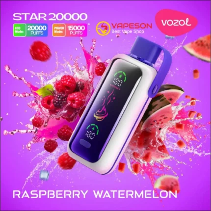 Vozol star Disposable vape 20000 puffs – Raspberry waterelon 50mg