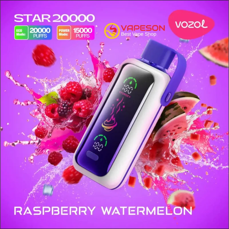 Vozol star Disposable vape 20000 puffs – Raspberry waterelon 50mg