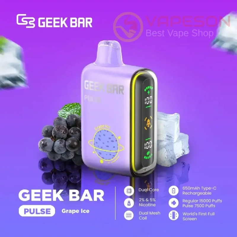 GEEK Bar Pulse 15000 Puffs Disposable Vape - Grape Ice