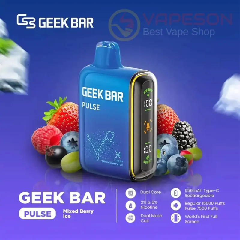 GEEK Bar Pulse 15000 Puffs Disposable Vape - Mixed Berry Ice