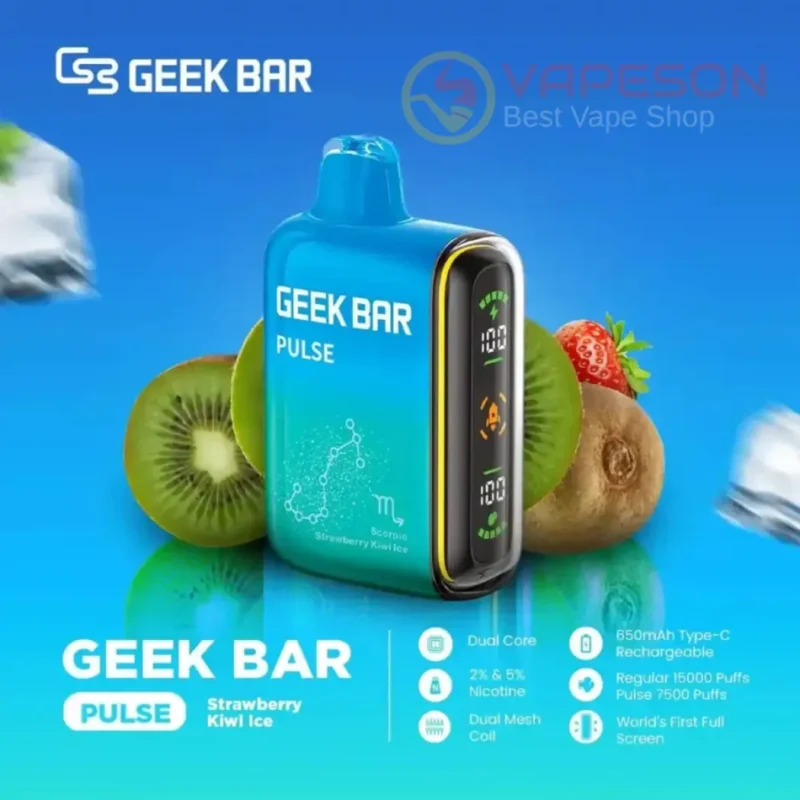 GEEK Bar Pulse 15000 Puffs Disposable Vape - Strawberry Kiwi ice