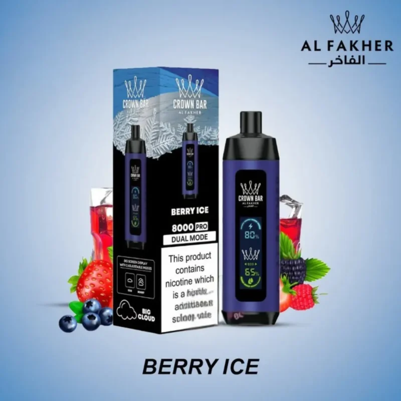 Al Fakher -Crown Bar Pro 8000 Puffs (Dual Mode) - Berry Ice