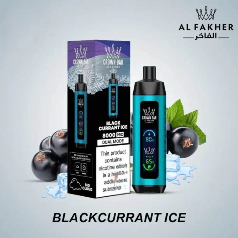 Al Fakher -Crown Bar Pro 8000 Puffs (Dual Mode) - Blackcurrant Ice