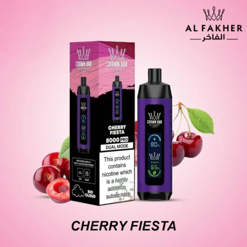 Al Fakher -Crown Bar Pro 8000 Puffs (Dual Mode) - Cherry Fiesta