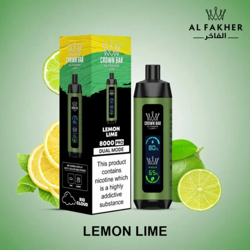 Al Fakher -Crown Bar Pro 8000 Puffs (Dual Mode) - Lemon Lime