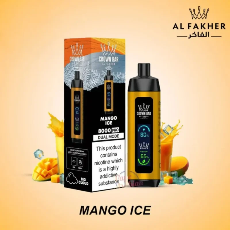 Al Fakher -Crown Bar Pro 8000 Puffs (Dual Mode) - Mango Ice