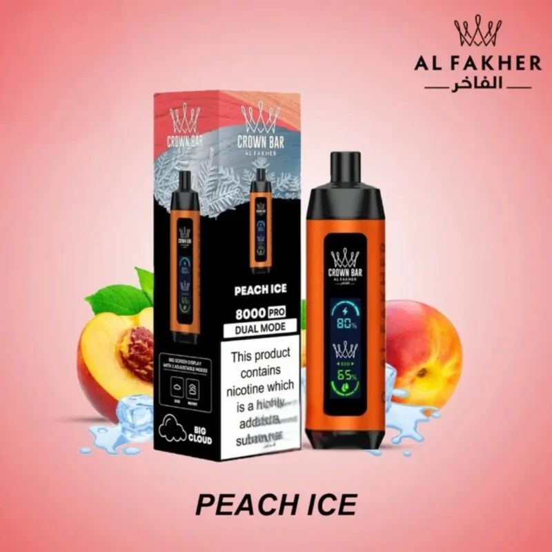 Al Fakher -Crown Bar Pro 8000 Puffs (Dual Mode) - Peach Ice