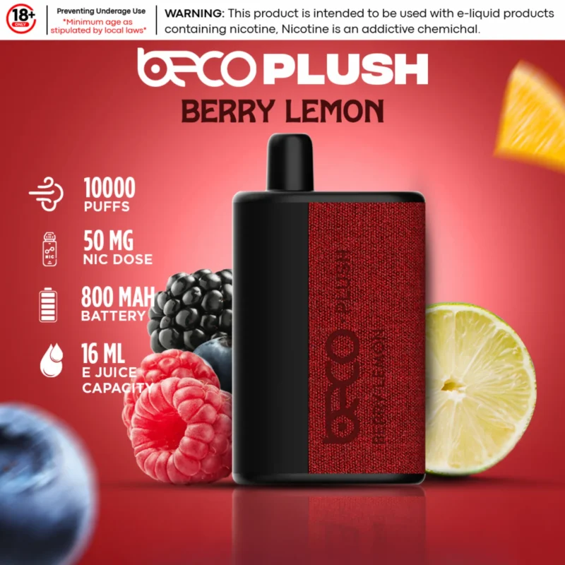 Beco Plush10000 Puffs 2% & 5% nicotine Disposable Vape In Dubai - Berry Lemon