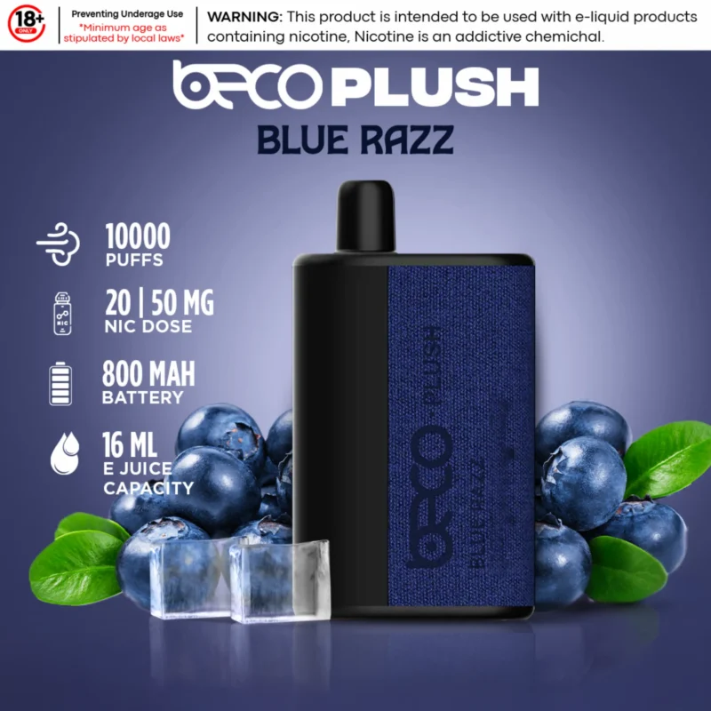 Beco Plush10000 Puffs 2% & 5% nicotine Disposable Vape In Dubai - Blue Razz