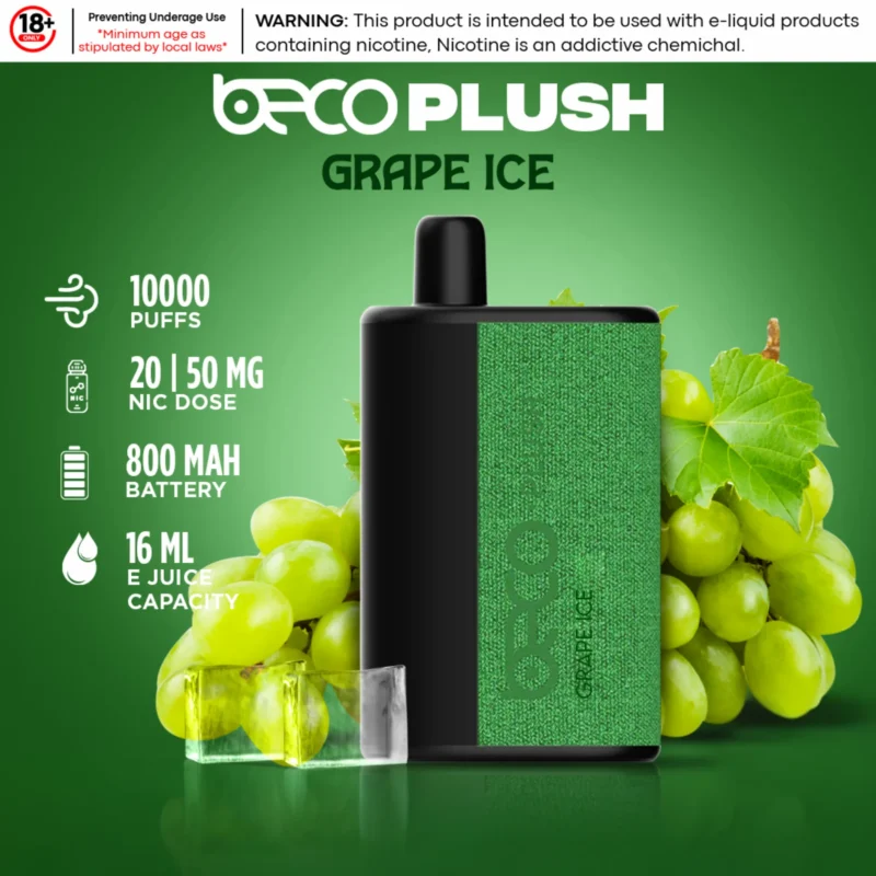 Beco Plush10000 Puffs 2% & 5% nicotine Disposable Vape In Dubai - Grape Ice