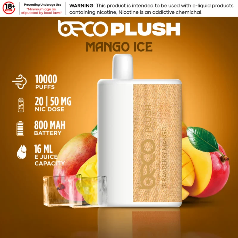 Beco Plush10000 Puffs 2% & 5% nicotine Disposable Vape In Dubai - Mango Ice