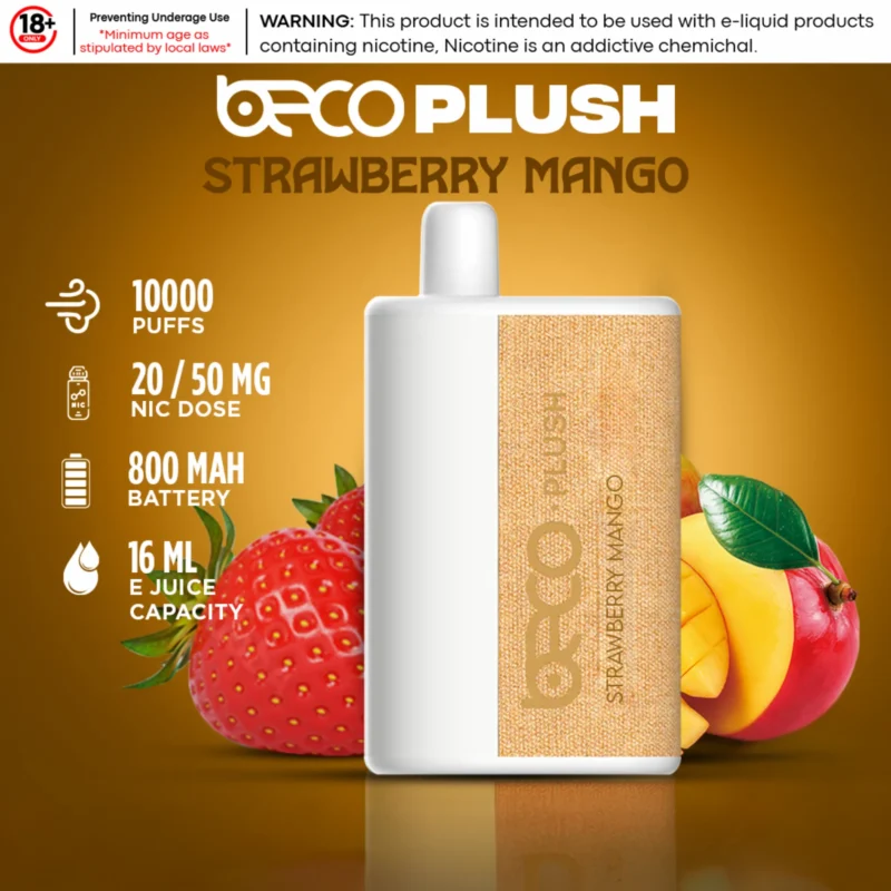 Beco Plush10000 Puffs 2% & 5% nicotine Disposable Vape In Dubai - Strawberry Mango