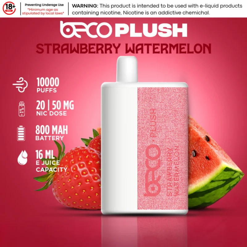 Beco Plush10000 Puffs 2% & 5% nicotine Disposable Vape In Dubai - Strawberry Watermelon