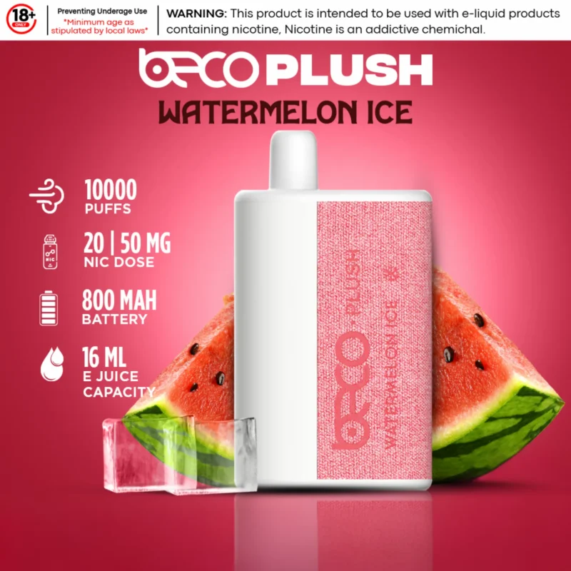 Beco Plush10000 Puffs 2% & 5% nicotine Disposable Vape In Dubai - Watermelon Ice