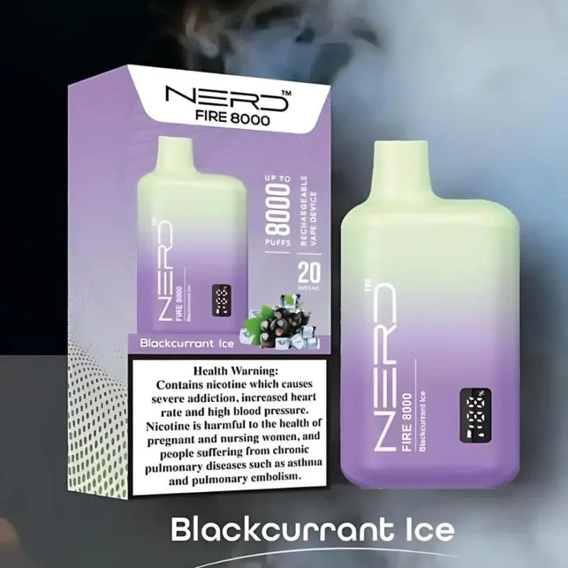 Nerd Fire 8000 Puffs Disposable Vape 2% Nicotine - Blackcurrant ice