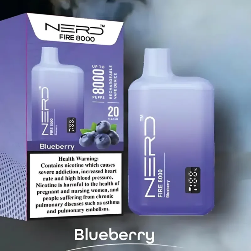 Nerd Fire 8000 Puffs Disposable Vape 2% Nicotine - Blueberry