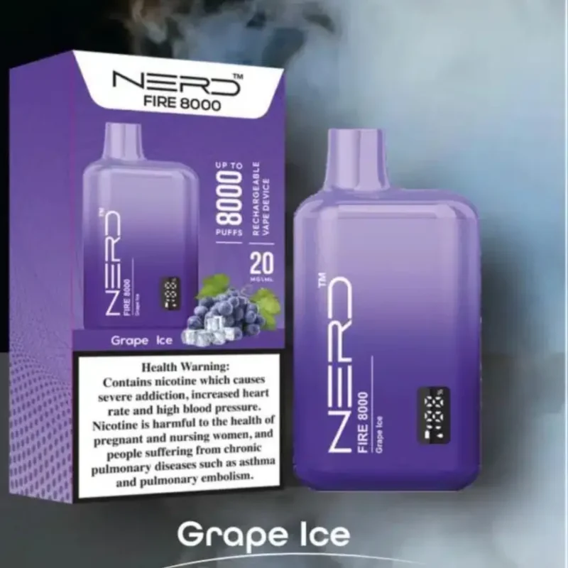 Nerd Fire 8000 Puffs Disposable Vape 2% Nicotine - Grape Ice