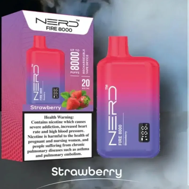 Nerd Fire 8000 Puffs Disposable Vape 2% Nicotine - Strawberry