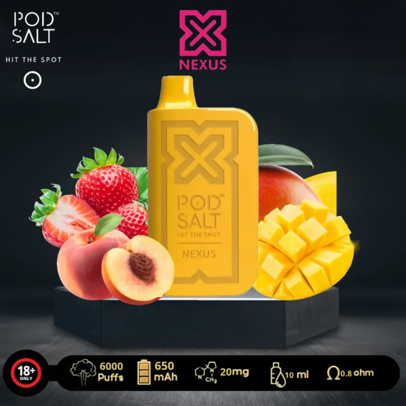 Pod Salt Nexus 6000 Puffs Disposable Vape -Mango Strawberry Peach