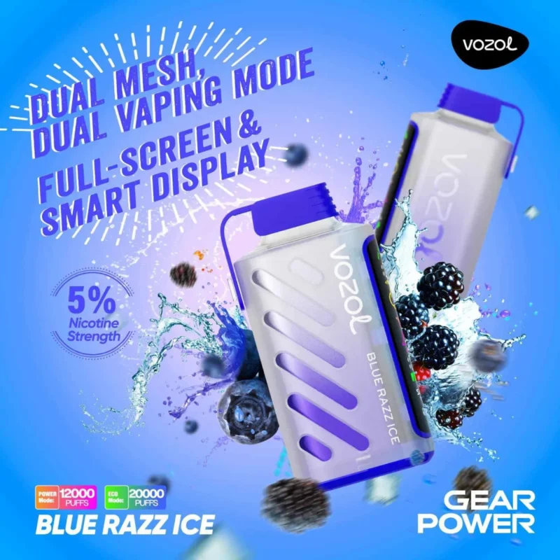 VOZOL Gear Power 20000 Puffs 50mg Dual Mode - Blue Razz Ice