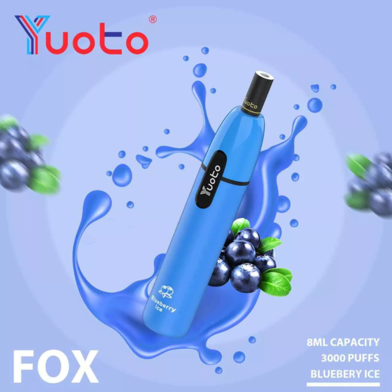 YUOTO Fox Disposable 5% 3000 Puffs Rechargeable Vape in Dubai - Blueberry Ice