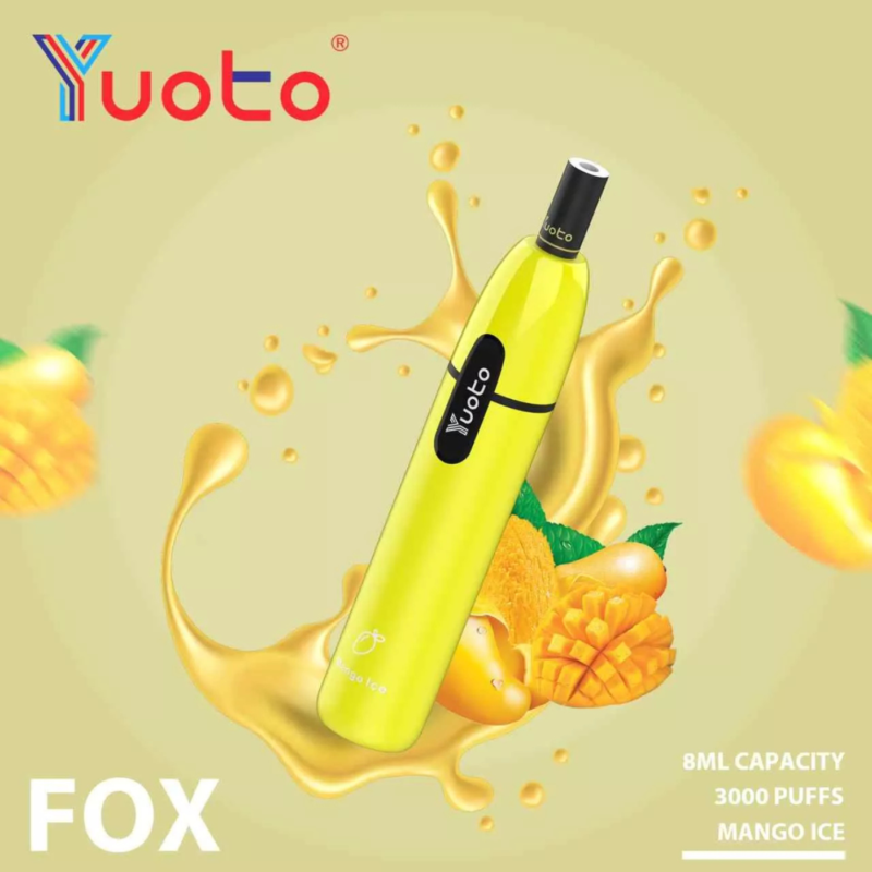 YUOTO Fox Disposable 5% 3000 Puffs Rechargeable Vape in Dubai - Mango ice