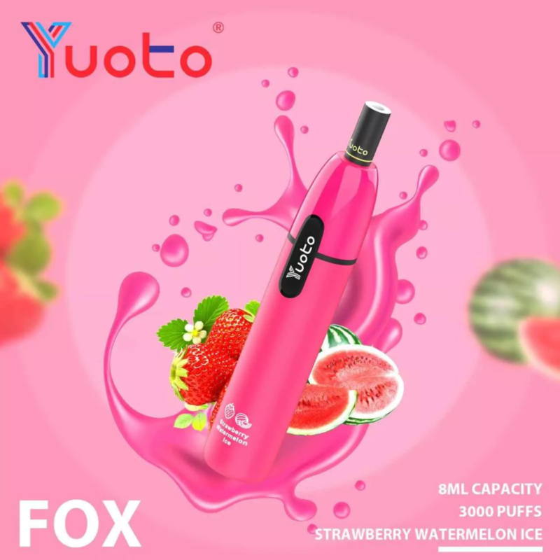 YUOTO Fox Disposable 5% 3000 Puffs Rechargeable Vape in Dubai - Strawberry Watermelon Ice