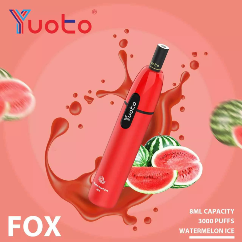 YUOTO Fox Disposable 5% 3000 Puffs Rechargeable Vape in Dubai - Watermelon Ice