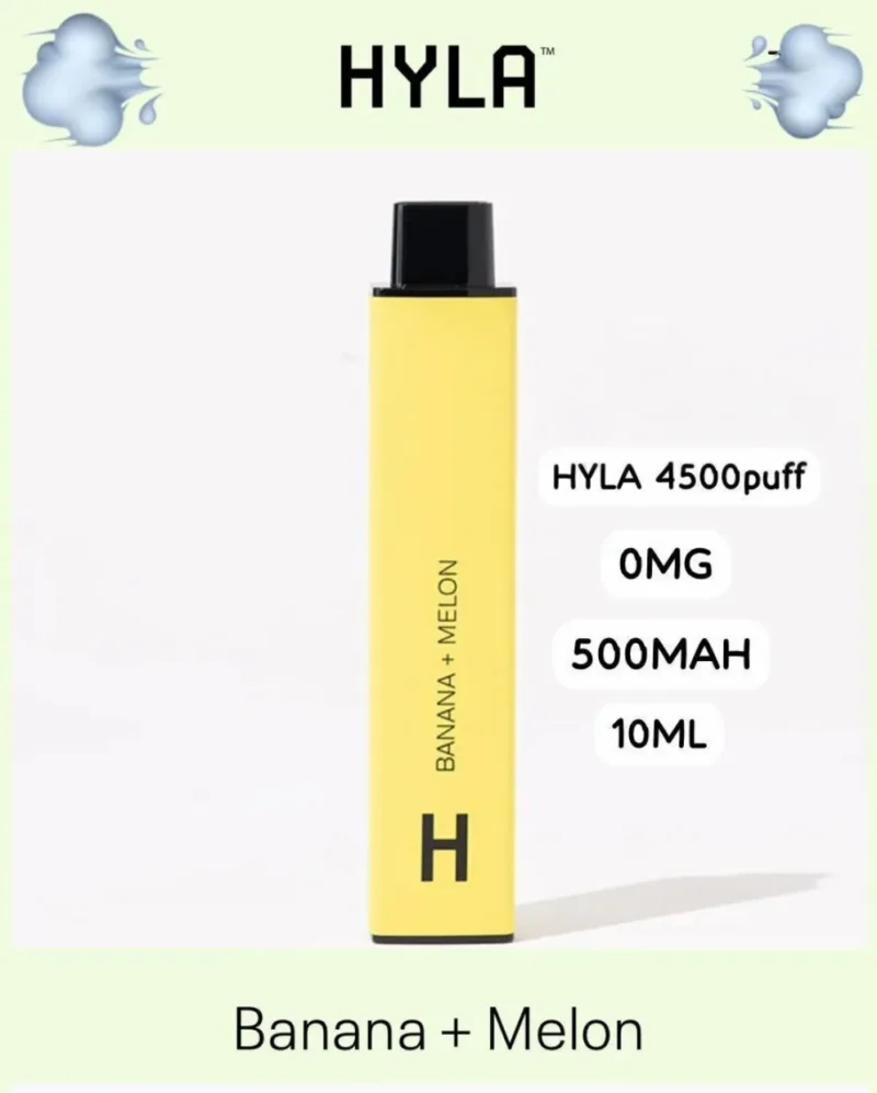 Hyla Dopa Disposable 4500 Puffs Nicotine Free Rechargeable Vape In Dubai - Banana Melon