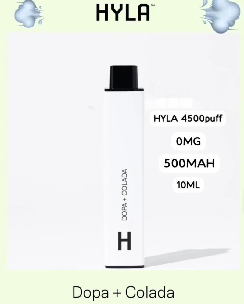 Hyla Dopa Disposable 4500 Puffs Nicotine Free Rechargeable Vape In Dubai - Dopa Colada