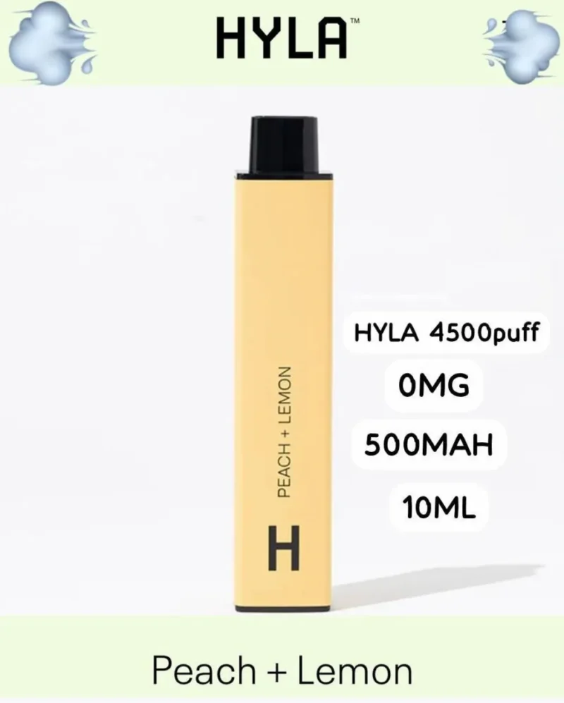 Hyla Dopa Disposable 4500 Puffs Nicotine Free Rechargeable Vape In Dubai - Peach Lemon